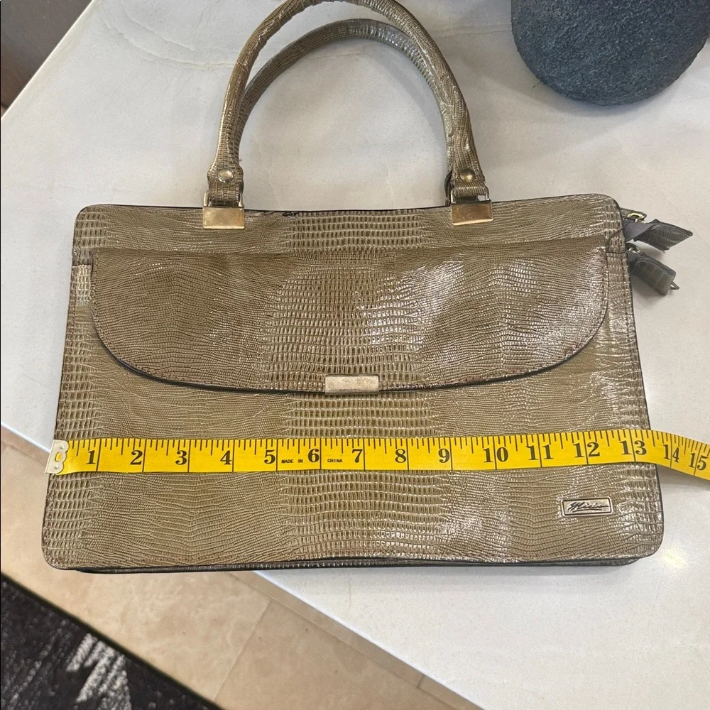 Vintage Mido Top Handle Handbag 1950s 1960s Reptile Embossed Taupe Structured